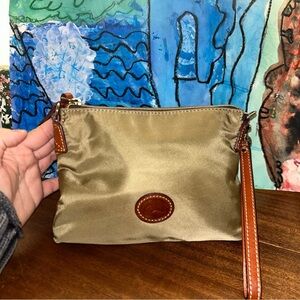 Dooney & Bourke Olive Wristlet with Brown Trim